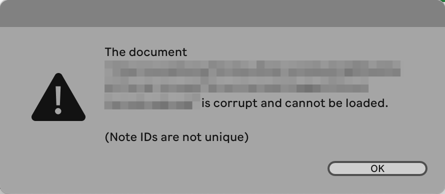 Ableton Error: Note IDs are not unique